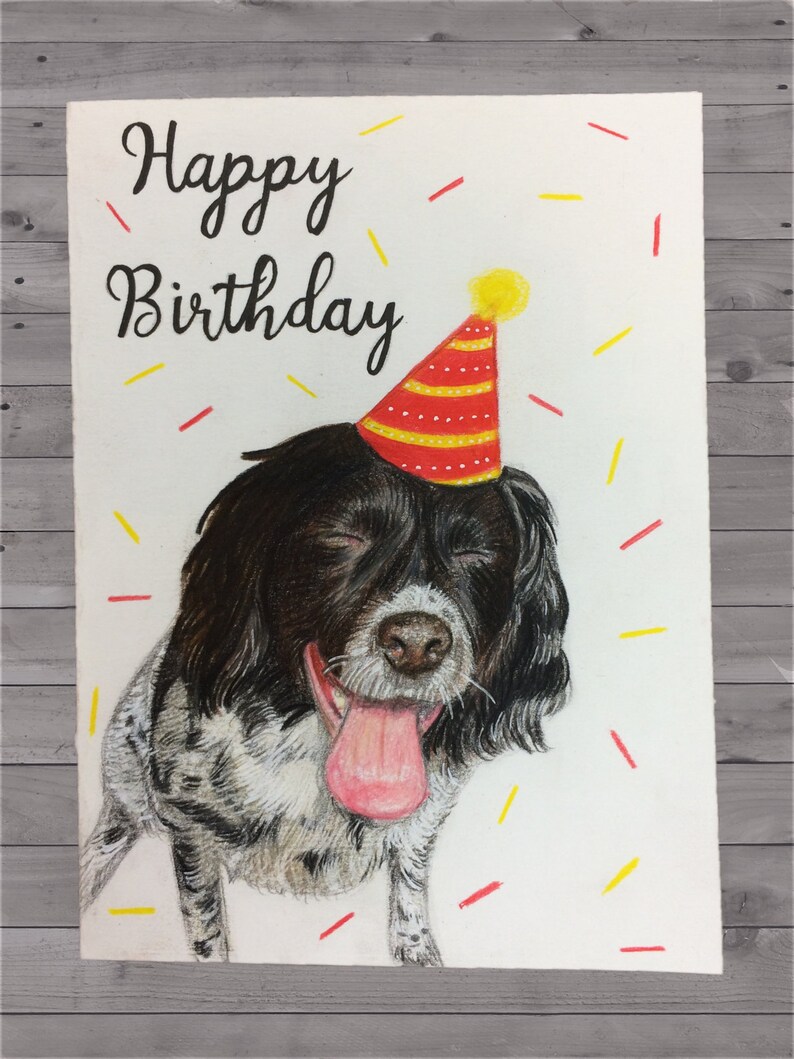 Your dog hand drawn on a Birthday card Personalised Happy Birthday dog card Birthday Card dog Hand drawn dog card