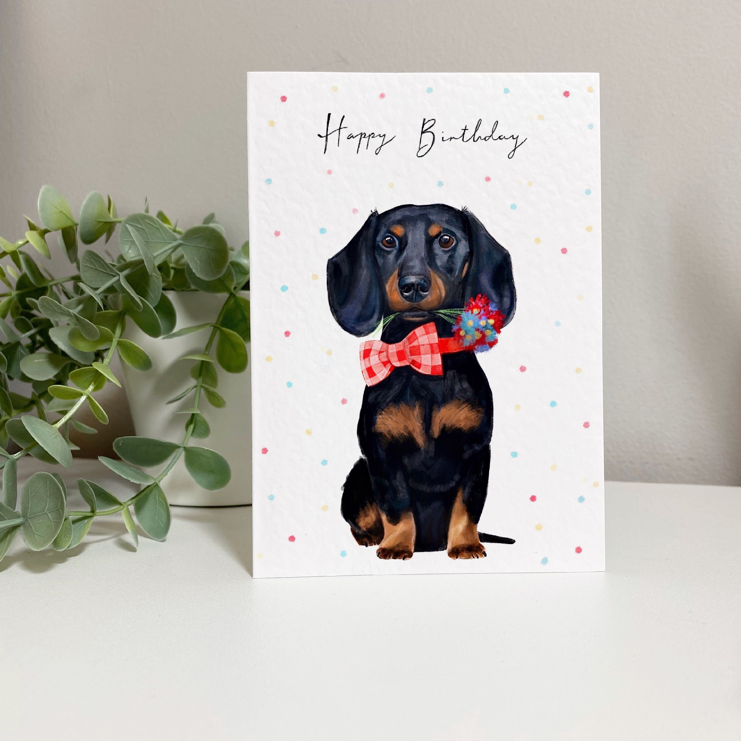 Sausage Dog Happy Birthday Card Dachshund Birthday Card Etsy UK