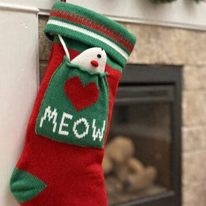 Cat "Meow" Christmas Stocking for Pets