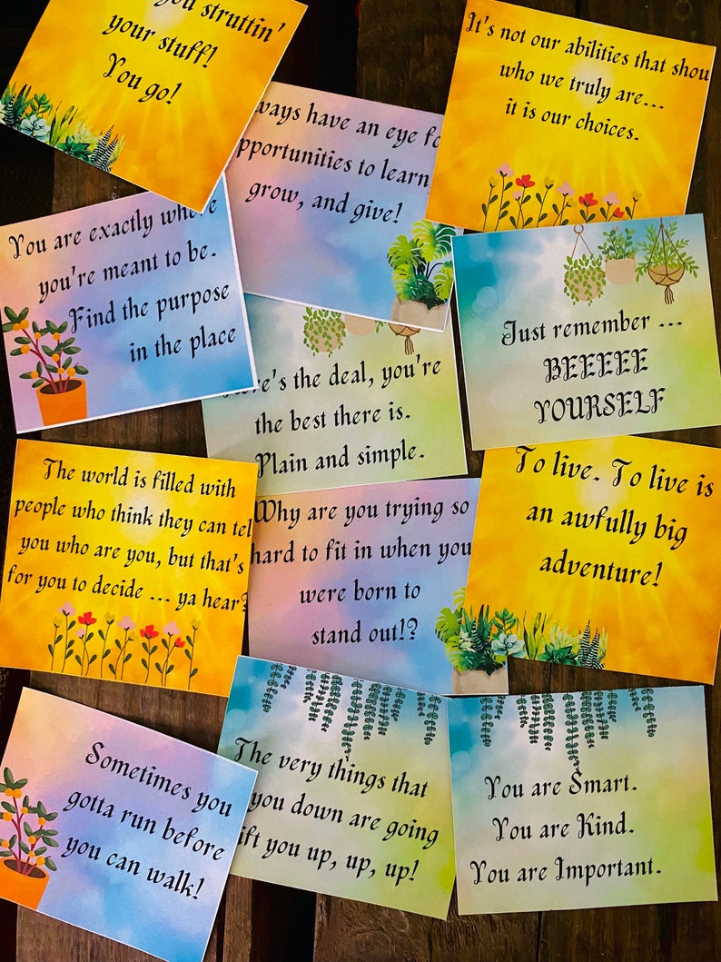Encouragement Cards, Printable Gift Note, Car Tag - Sunny Plant Design ...