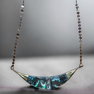 Abalone Necklace Abalone Crescent Necklace Abalone Jewelry Gold Abalone Shell Necklace Crescent Moon Abalone Pendant Necklace Unique Gift