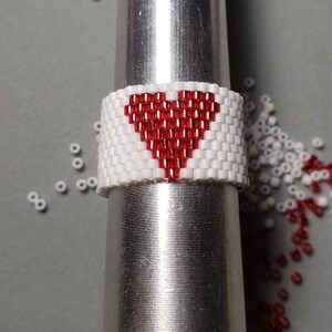 Beaded Ring, Peyote Ring, Heart, Seed Bead Ring, Handmade