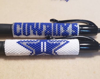 Handstitched Beaded Cowboys Pen Cover, NFL Team Gift