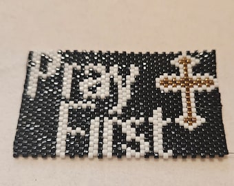 Pray First Peyote Stitch Pen Cover Pattern, G2 Pen Wrap (Digital Download)