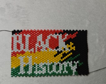 Black History Beaded Pen Cover, Handstitched Delica Beads, G2 Pilot Pen