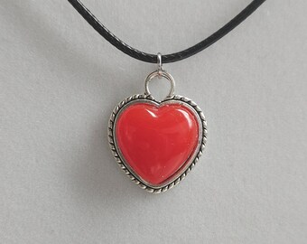 Handmade Red Heart Resin Pendant Necklace – Heart Charm