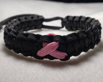 Awareness bracelet, paracord, unisex, breast cancer, awareness, macrame