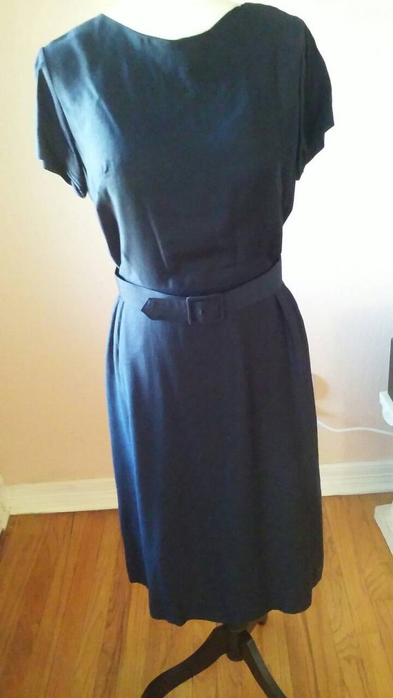 50s-60s Navy blue dress and jacket ensemble by Tr… - image 4