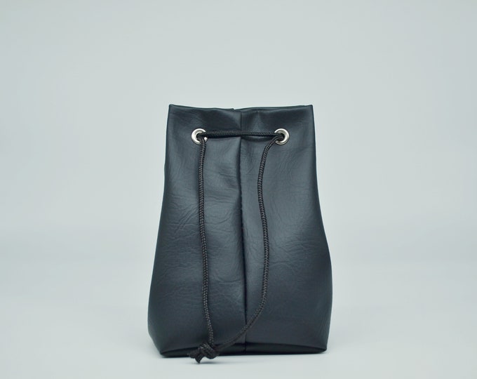 Obsidian Black Faux Leather Dice Bag | DnD Coin Pouch