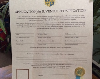 Disney’s The Descendant’s 3 Application to Auradon | Application Requires You Child’s Thumb Print