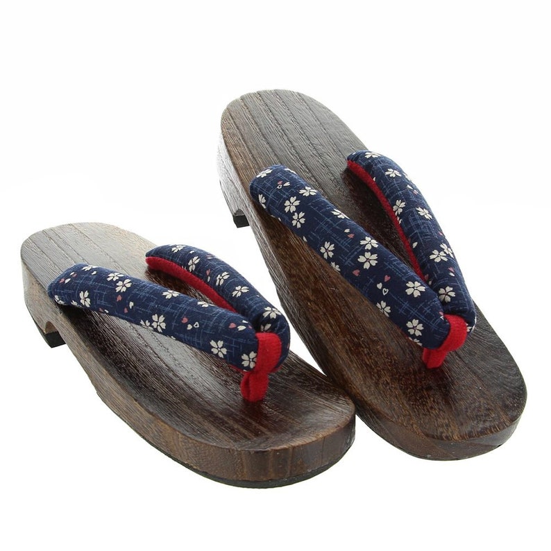 Navy Cherry Blossom Falling Geta Sandals Etsy
