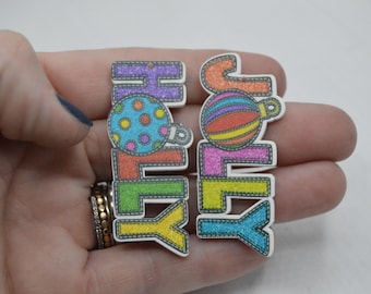 Holly Jolly Word Earring Blanks, Christmas blanks, Christmas, earring blanks, acrylic, earring supplies, diy earrings, holiday, colorful
