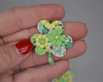 Shamrock Retro Florals, Earring Blanks, earring blanks, acrylic earrings, earring supplies,  clover, diy earrings, St. Patrick’s Day