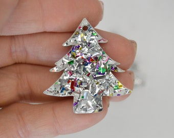 Tree Earring Blanks, orecchini dell'albero di Natale, orecchini di Natale, spazi vuoti per orecchini, orecchini acrilici, alberi di Natale, coriandoli, scintillanti
