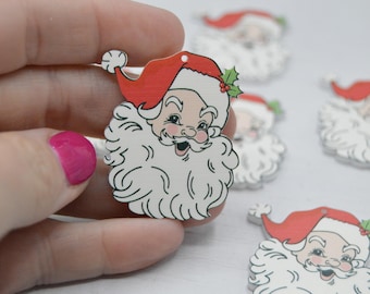 Retro Santa Earring Blanks, Christmas blanks, Christmas, earring blanks, acrylic earrings, earring supplies, diy earrings, Santa Claus