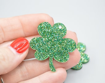 Shamrock glitter, Earring Blanks, earring blanks, acrylic earrings, earring supplies,  clover, diy earrings, St. Patrick’s Day