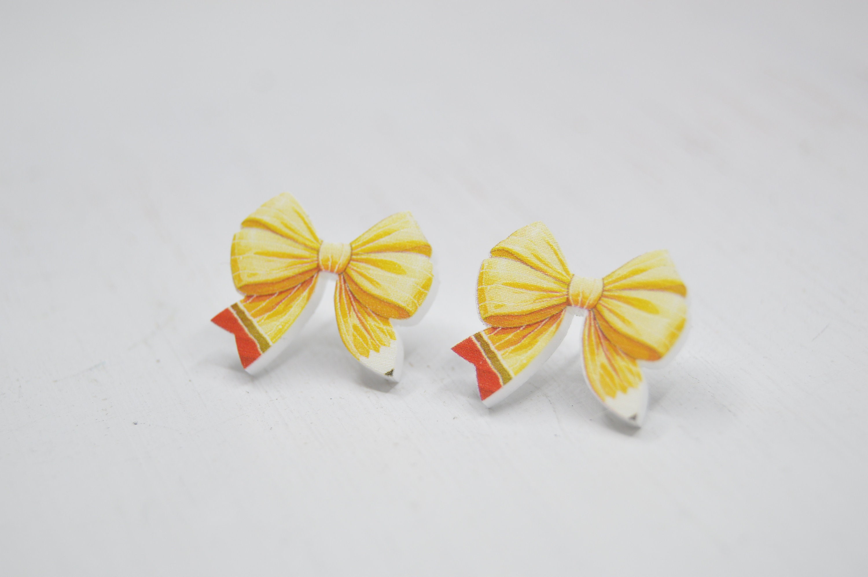 Pencil Coquette Bow Stud Earring Blanks, earring blanks, earring supplies, teacher, diy earrings, earring findings, acrylic blanks, school