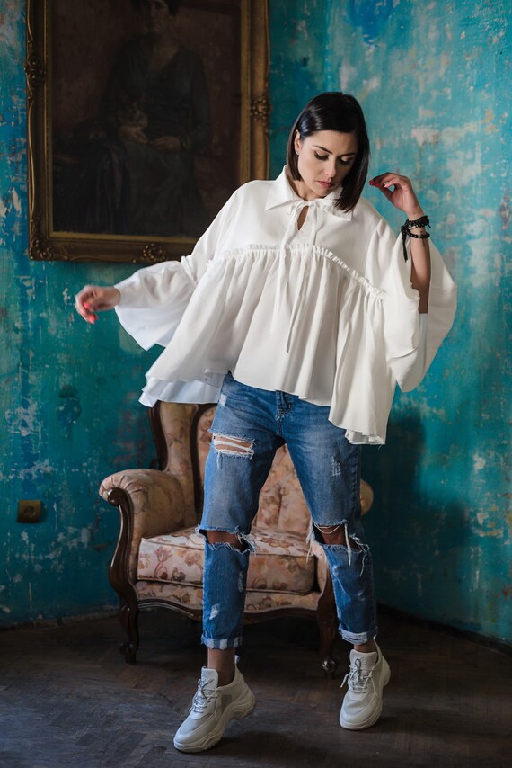 women's plus size white collar shirts