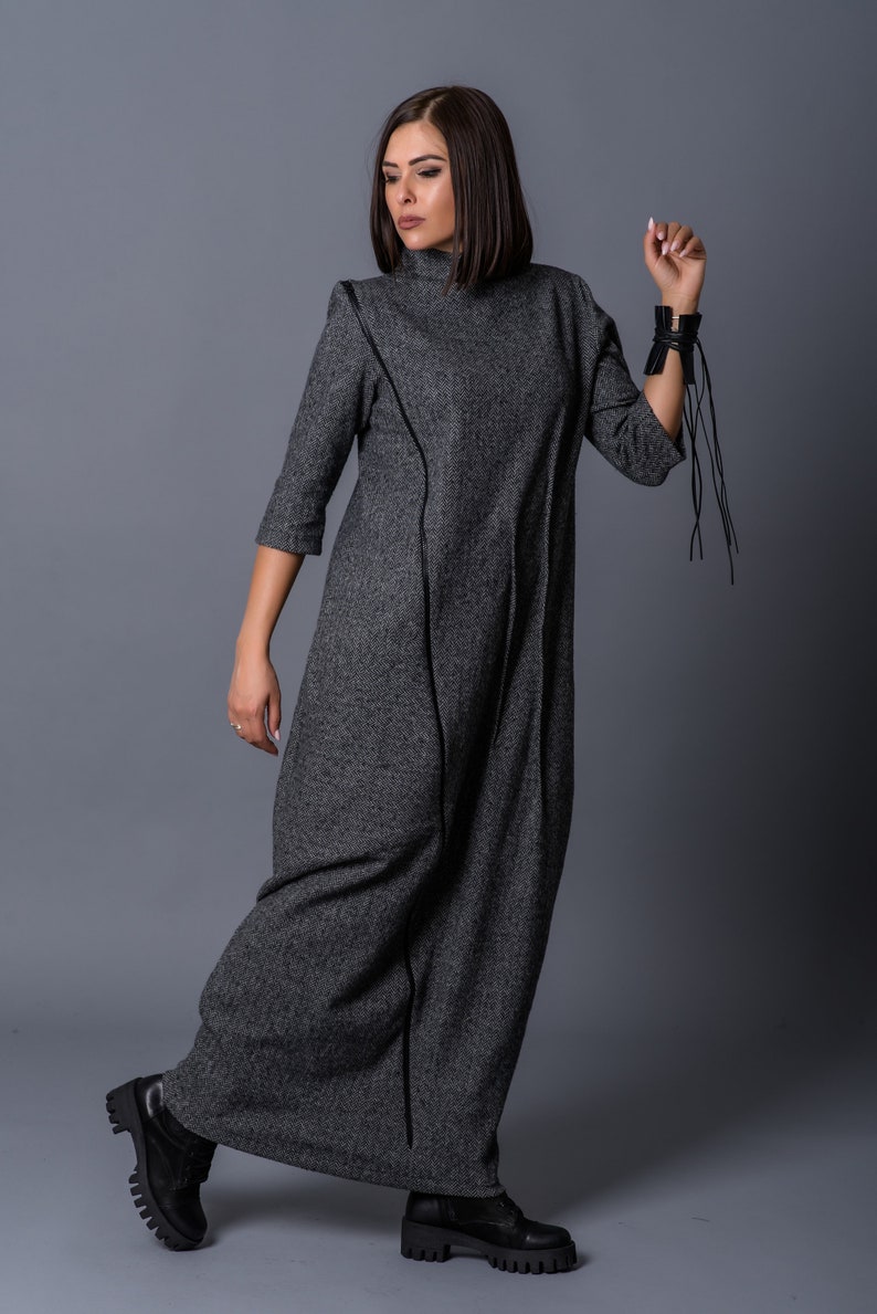 Gray Maxi Dress Avant Garde Clothing Women Maxi Dress | Etsy