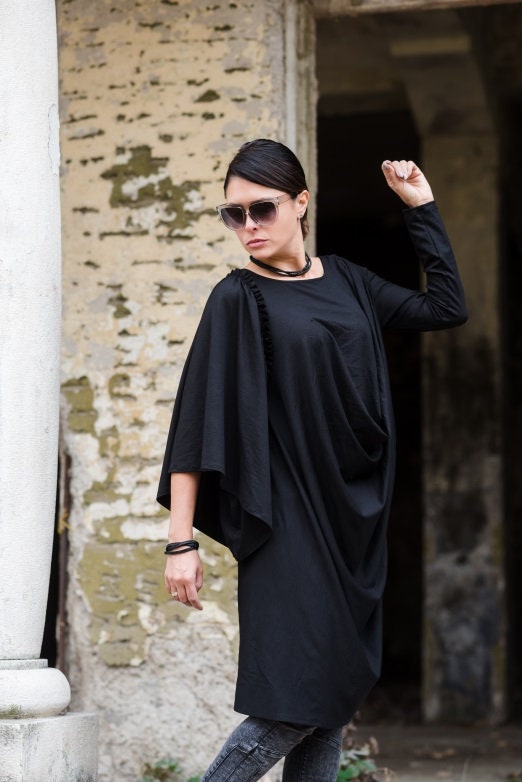 Women Tunic Dress Black Tunic Plus Size Clothing Oversized | Etsy