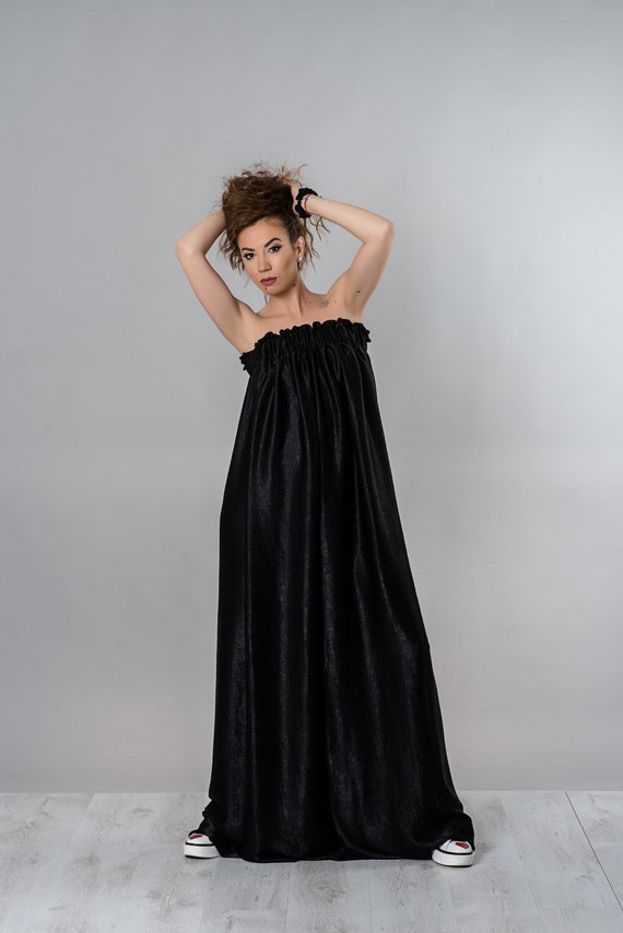 black maxi silk dress