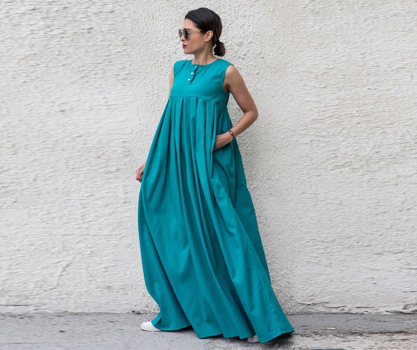 Turquoise Dress Linen Maxi Dress Plus 