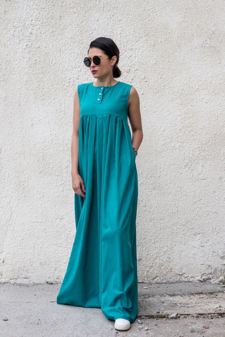 Teal Dress Linen Shirt Dress Linen Clothing Maxi Linen | Etsy