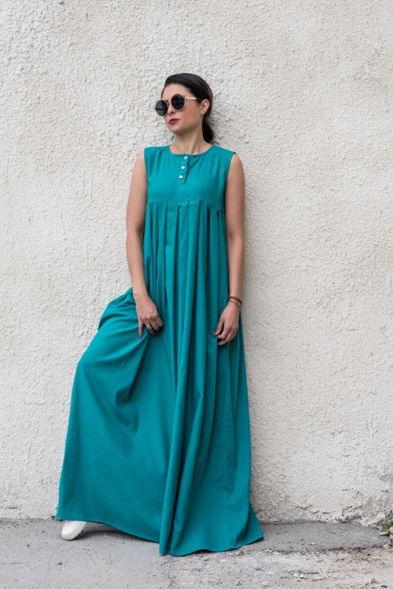 Teal Dress Linen Shirt Dress Linen Clothing Maxi Linen | Etsy