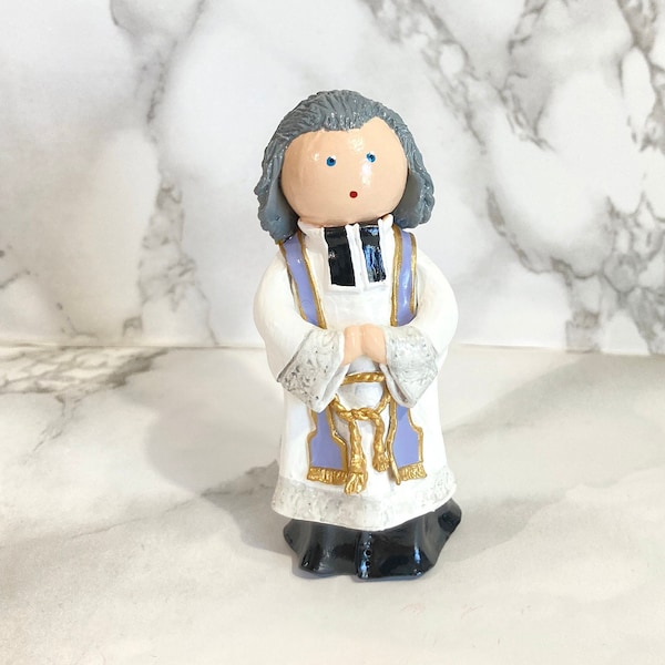 Saint Jean Vianney Handmade Clay Statue - Cure of Ars - Mother’s Day gift - Stocking Stuffer - Catholic Gift