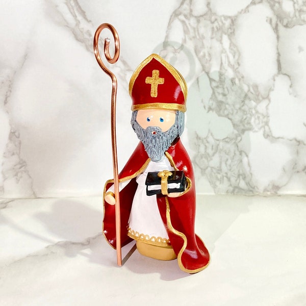 Saint Nicholas Handmade Statue - Baptism Gift - Christmas Gift - Stocking Stuffer - Catholic Gift - Wedding Gift - Confirmation Gift