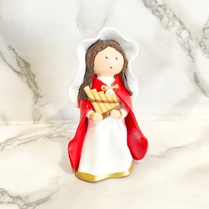Saint Cecilia Handmade Clay Statue - Musicians Gift - Christmas Gift -Stocking Stuffer - Catholic Gift - Wedding Gift - Confirmation gift