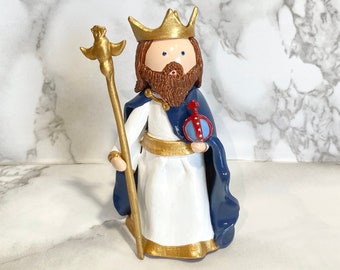 Saint Edward the Confessor Handmade Clay Statue - confirmation gift - Christmas Gift - Stocking Stuffer - Catholic Gift