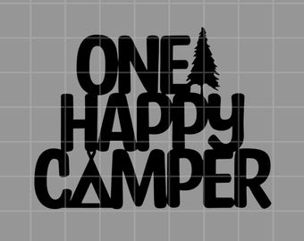 Download digitale One Happy Camper, SVG, PNG, decorazione per torta