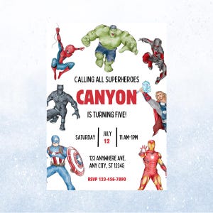 Avengers Birthday Party Invite, Editable, Downloadable