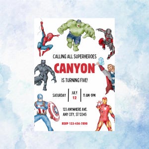 Avengers Birthday Party Invite, Editable, Downloadable