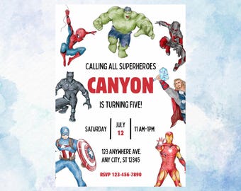 Avengers Birthday Party Invite, Editable, Downloadable