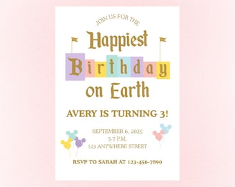 Invitation Le plus joyeux anniversaire du monde, modifiable, téléchargeable, Canva