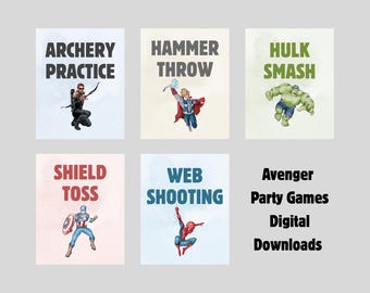 Avenger Party Game Signs Digital Downloads, PDF