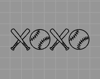 Baseball XOXO with Bats Digital Download PNG, SVG, Cricut