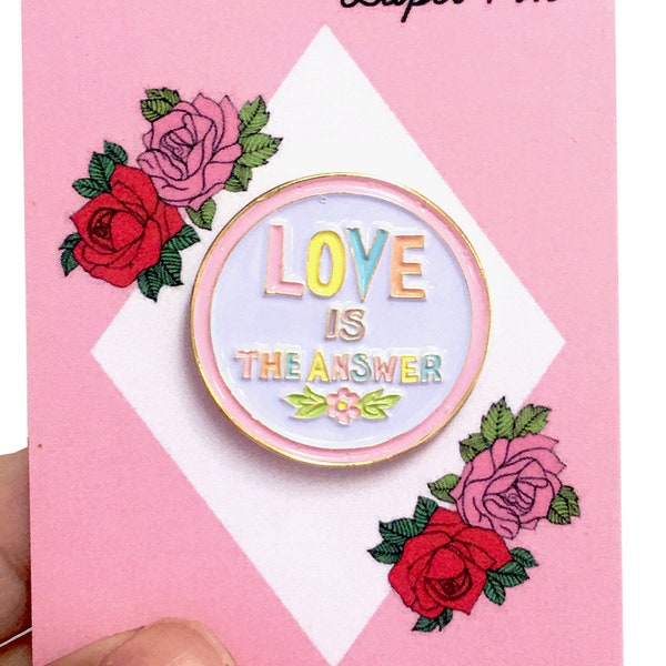 Love is the Answer Enamel Pin, Love Theme Pin, John Lennon Quote Lapel Pin, Pride Month, Valentines or Birthday Gift