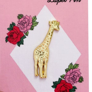 Golden Giraffe Enamel Pin, Giraffe Lapel Pin, Small Stocking Filler, Valentines Gift, Animal Lover Gift - RESERVED for Jenna