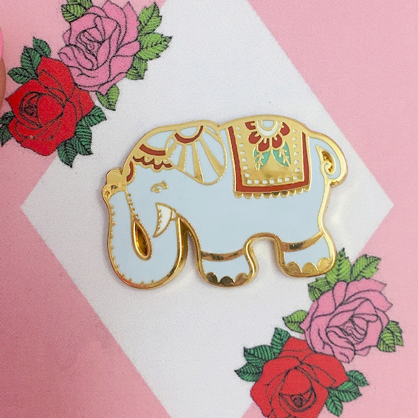 Indian Elephant Enamel Pin , Cute Elephant Pin, Animal Lapel Pin, Decorated Elephant Lapel Pin, Birthday Gift, Gift for Animal Lover