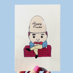 Humpty Dumpty Eierbecher Frohe Ostern Karte, lustige Glitzer verzierte Osterkarte, niedliche Kinderlieder Osterei handgemachte Karte