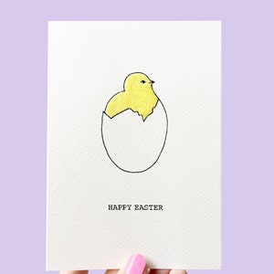 Hatching Chick Happy Easter Card, divertente biglietto di Pasqua fatto a mano impreziosito da glitter, simpatico biglietto di Pasqua fatto a mano con pulcino giallo