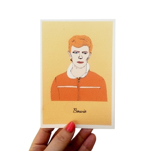 Carte d'anniversaire de David Bowie, carte de figure emblématique, carte illustrée faite à la main, carte pour mélomane, carte d'hommage, carte de fête des pères