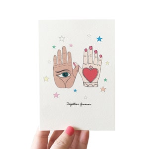 Biglietto di fidanzamento o anniversario di matrimonio messicano Hands Together Forever, biglietto per marito o moglie