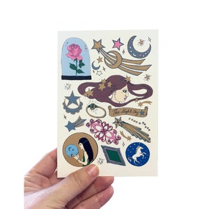 Göttin Karte, Illustrierte Geburtstagskarte, Mond und Sterne Karte, Celestial Tattoo Karte