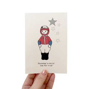L'enfant de jeudi a loin d'aller carte, carte de nouveau bébé, carte d'anniversaire de l'enfant, impression A5 de comptine, carte pour petit-enfant né jeudi