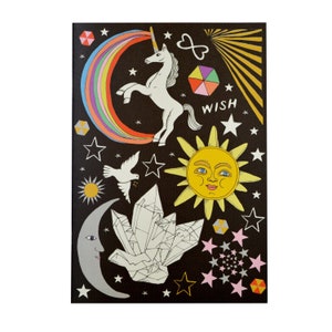 Cuaderno A4 Unicornio Y Sol Celestial Con 40 páginas lisas