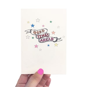 Carte de bons moments à venir, carte de message positif, carte faite à la main, carte de soutien en santé mentale, carte d'anniversaire pour un ami